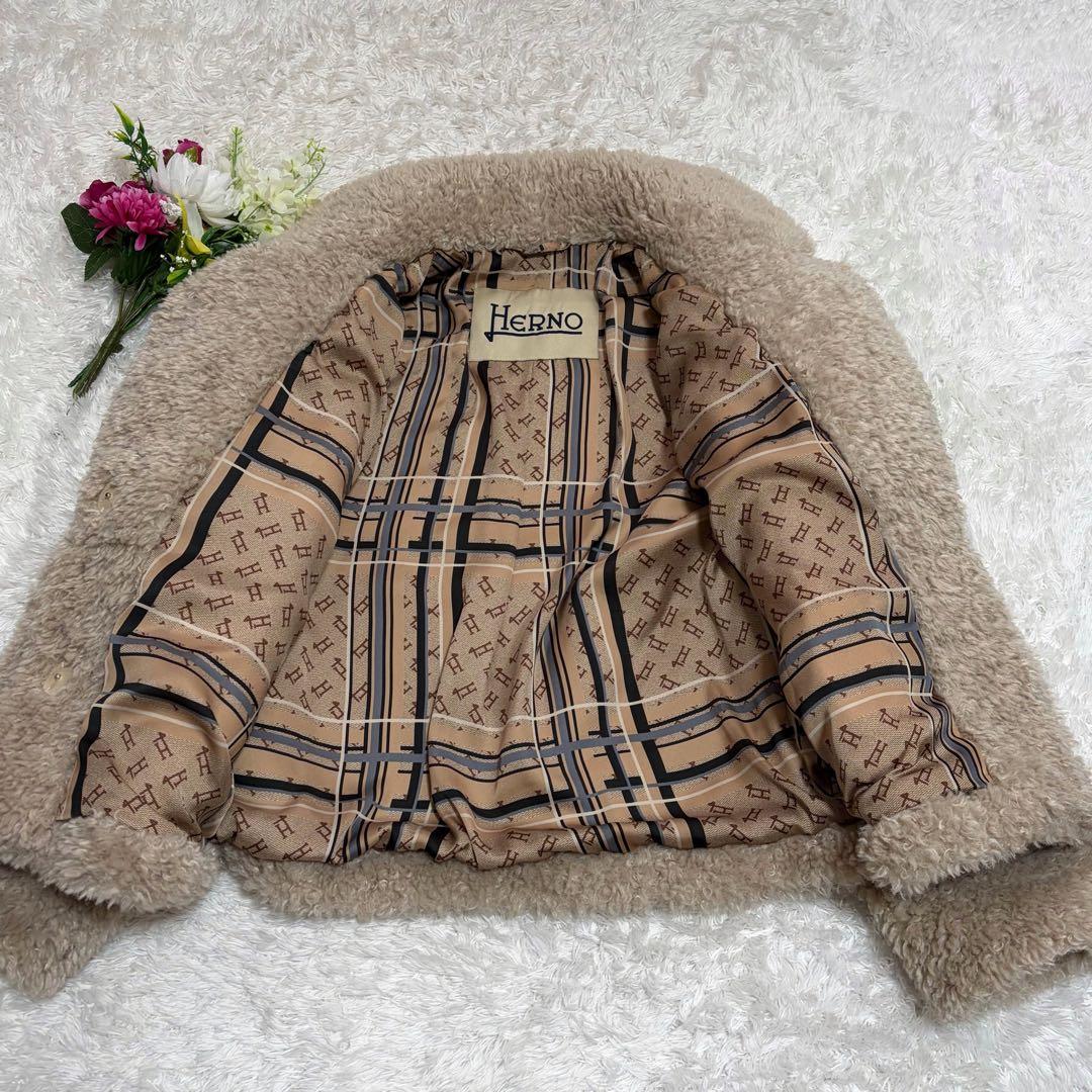 ✨美品✨ HERNO ヘルノ カーリー エコファー ショート ジャケット