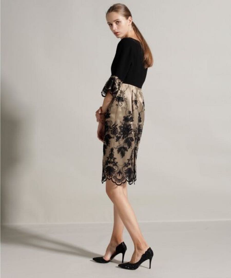 ★極美品★グレースコンチネンタル ダイアグラムタイト刺繍レースワンピース