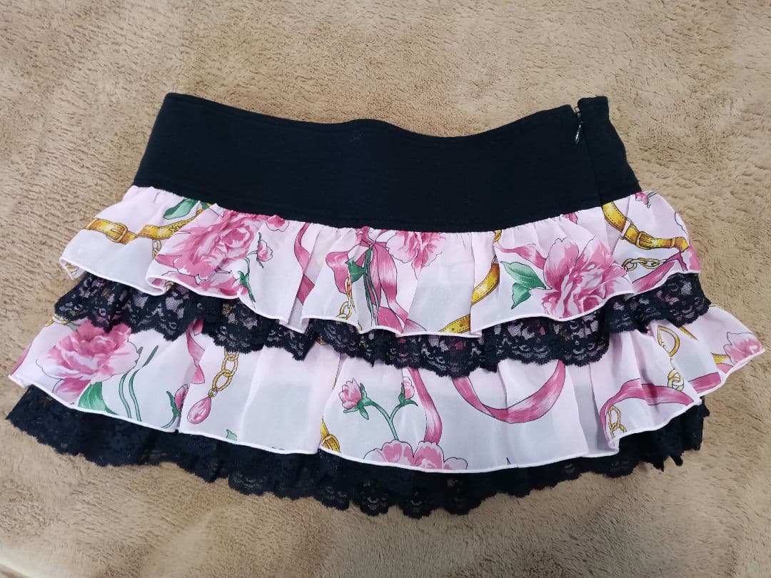 値下げ　MA＊RS　花柄フリルミニスカート M