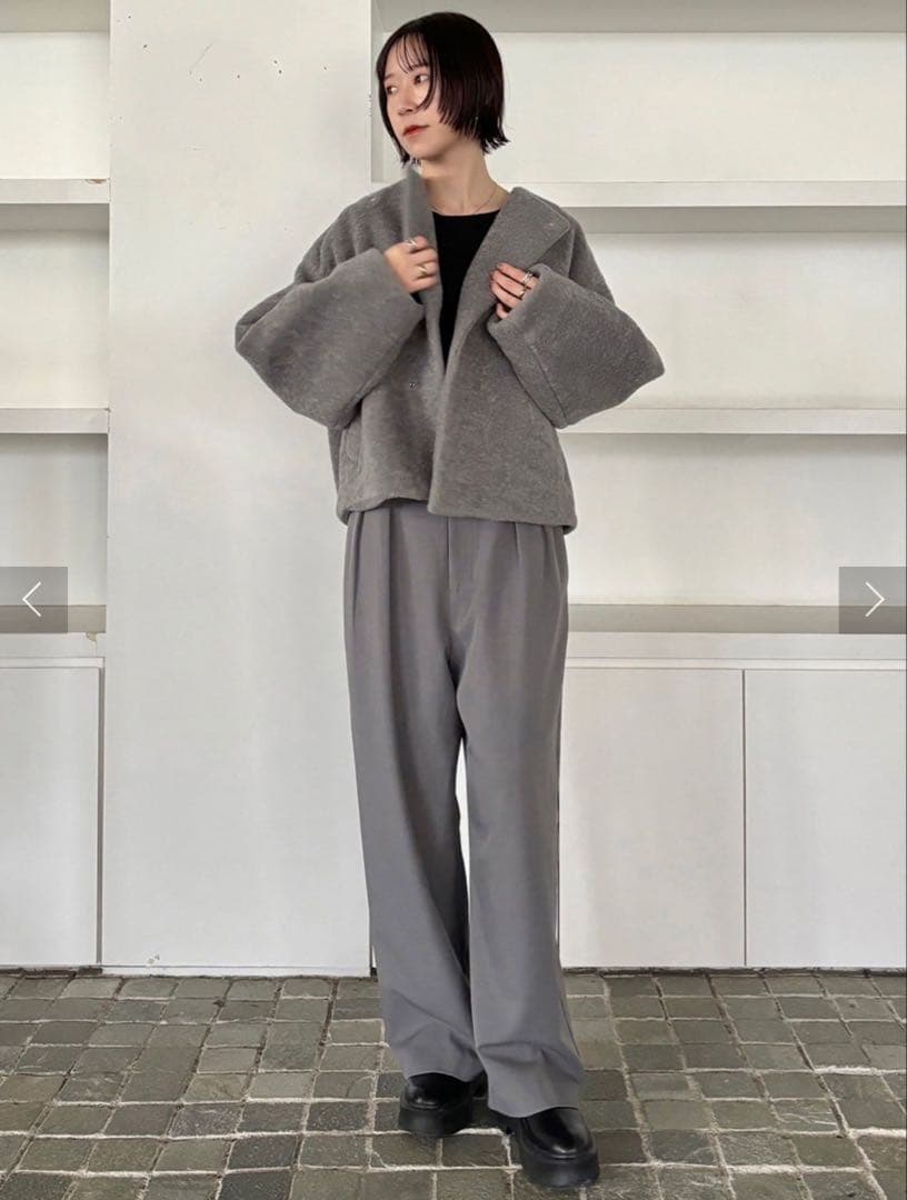 ラグナムーン ボアブルゾン グレー