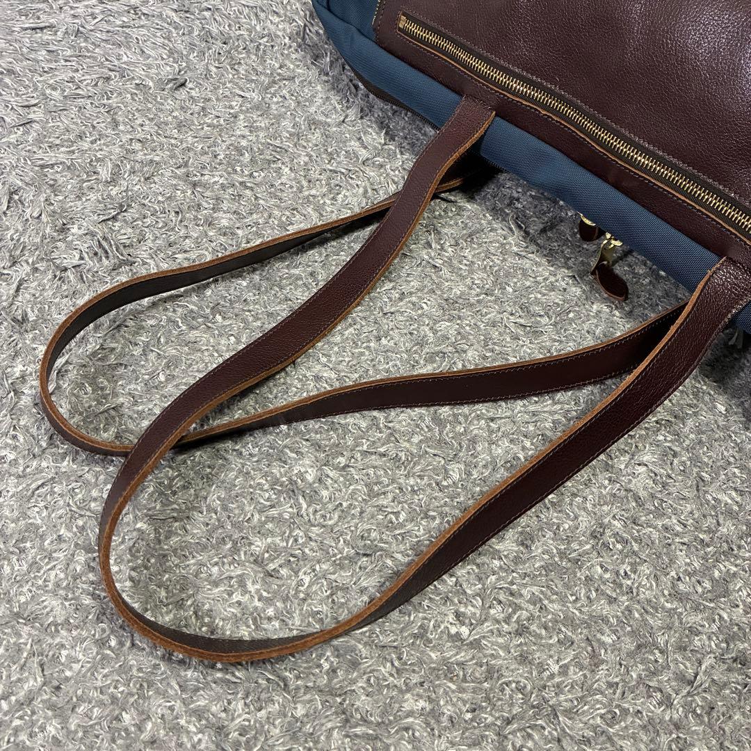 【未使用級】IL BISONTE ボストンバッグ 大容量 折りたたみ 茶×紺