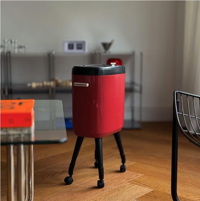 新品 北欧モダン 高脚 レッド ダストボックス ゴミ箱 インテリア 蓋付き