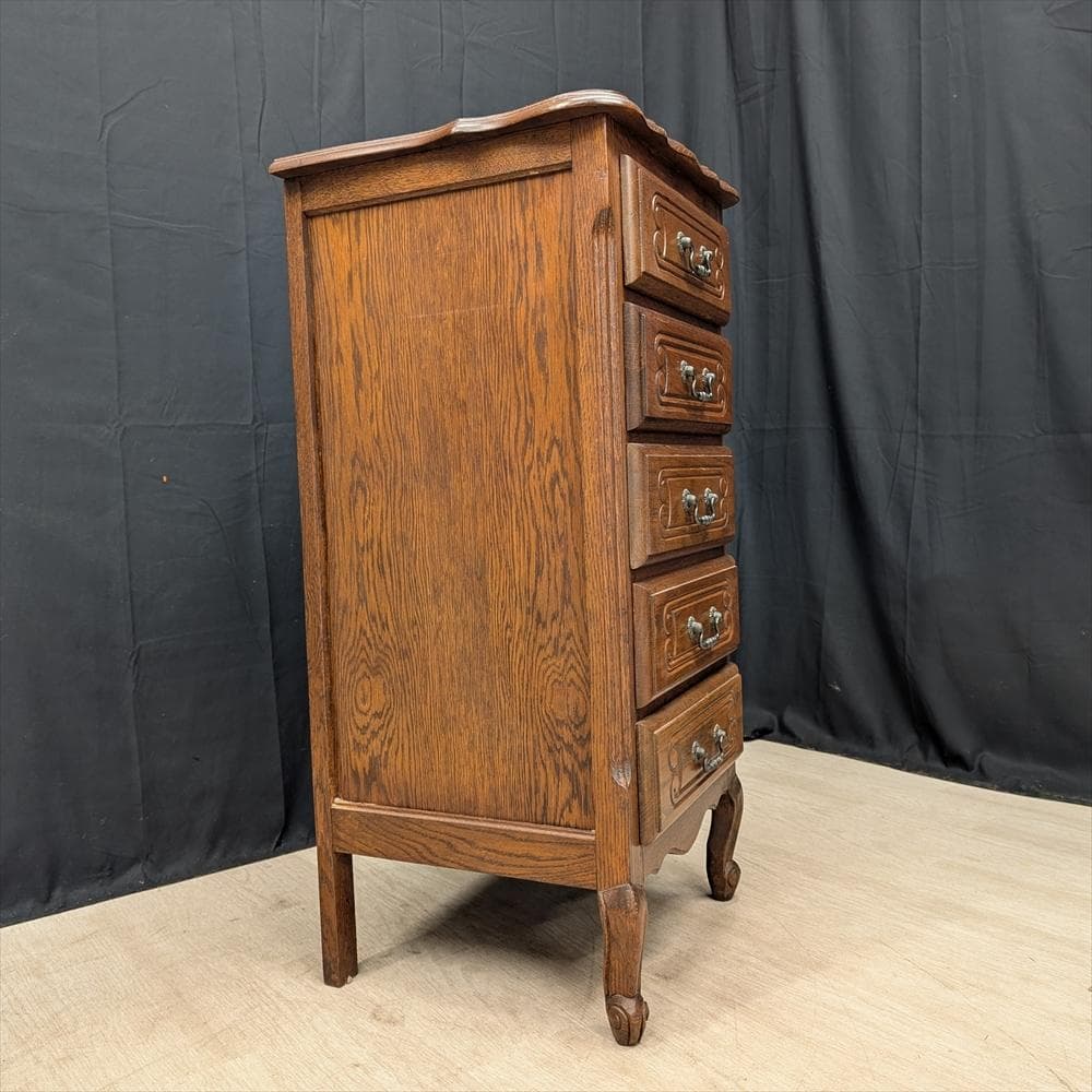 三越家具　ブルージュ　猫脚　オーク　スリムチェスト　タンス　引き出し　ドロワー