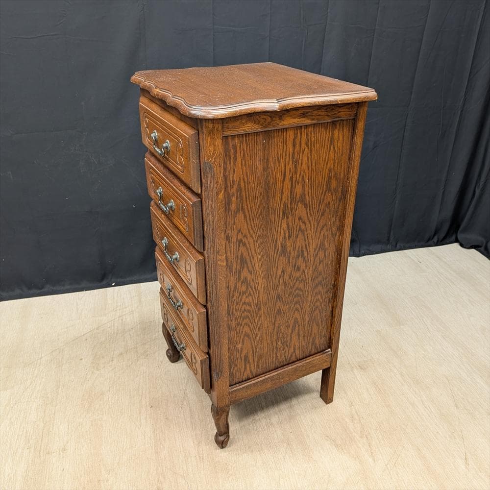 三越家具　ブルージュ　猫脚　オーク　スリムチェスト　タンス　引き出し　ドロワー