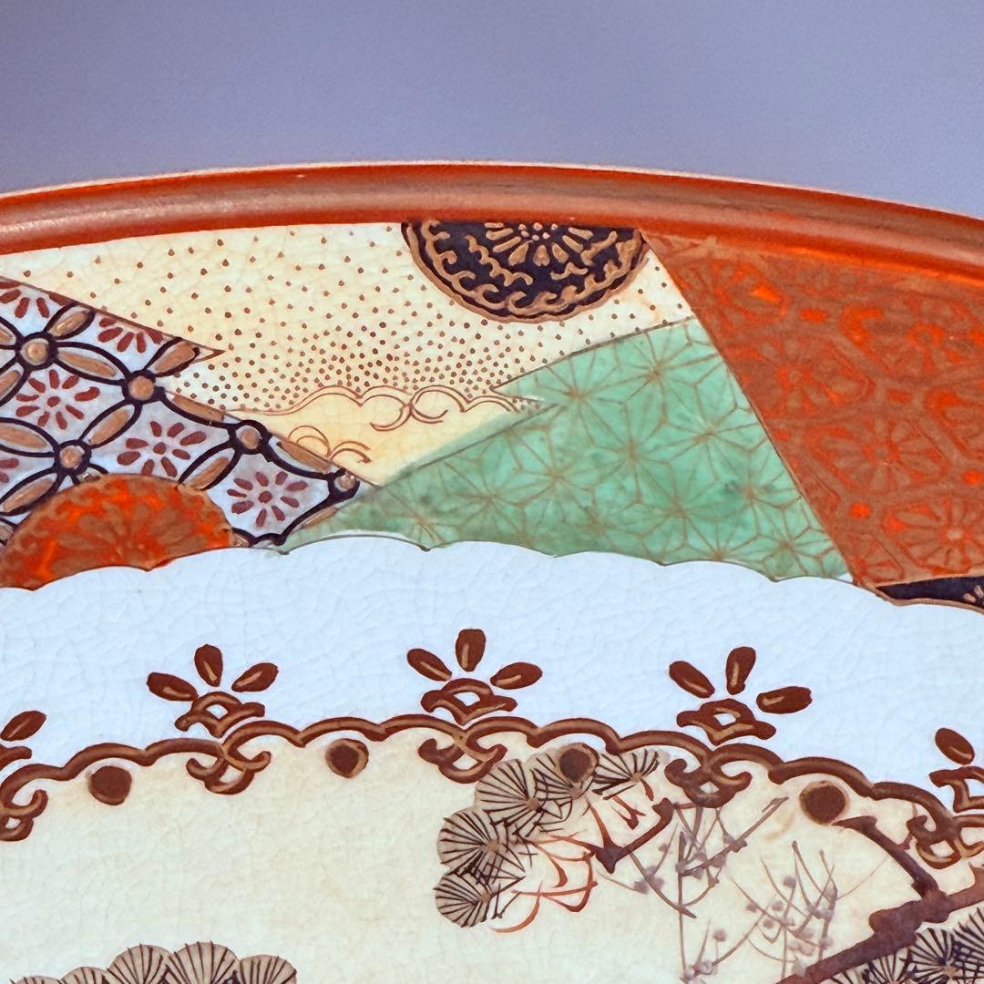 明治～大正期　九谷焼　加賀國　本金彩武将図大皿　直径46.3㎝