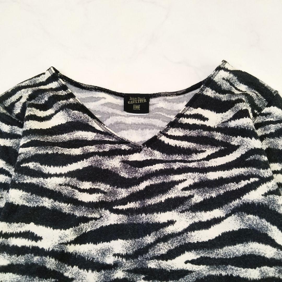 美品　jean paul gaultier FEMME 　ゼブラ柄カットソー