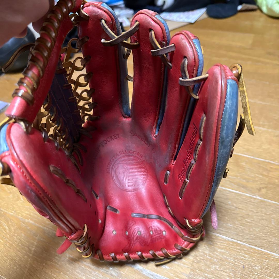 久保田スラッガー 外野用軟式グローブ 赤/青