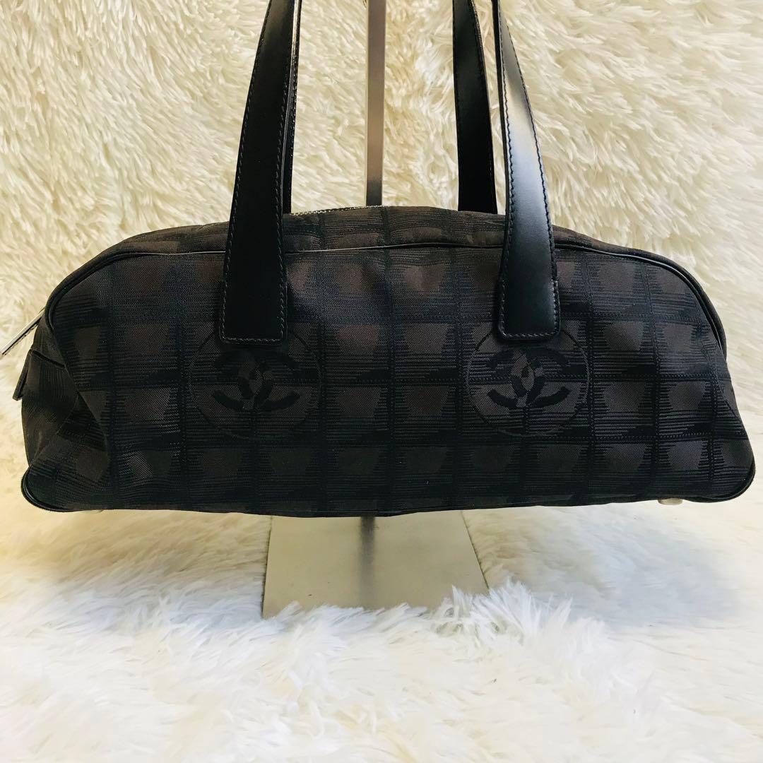 【未使用に近い】シャネル ハンドバッグ ニュートラベル 茶色 横長 ミニボストン