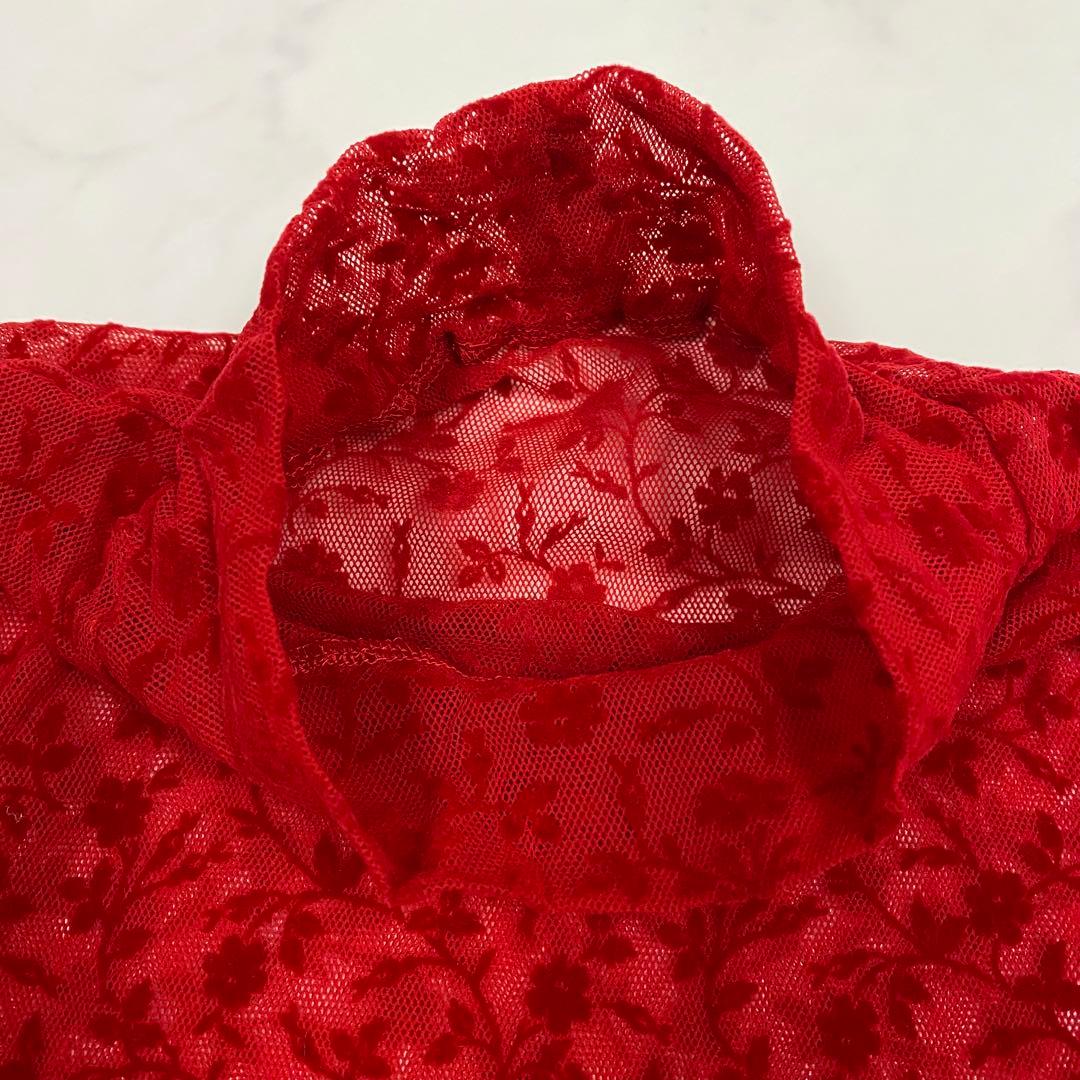 美品★YOHJI YAMAMOTO 長袖カットソー タートルネック 赤 3