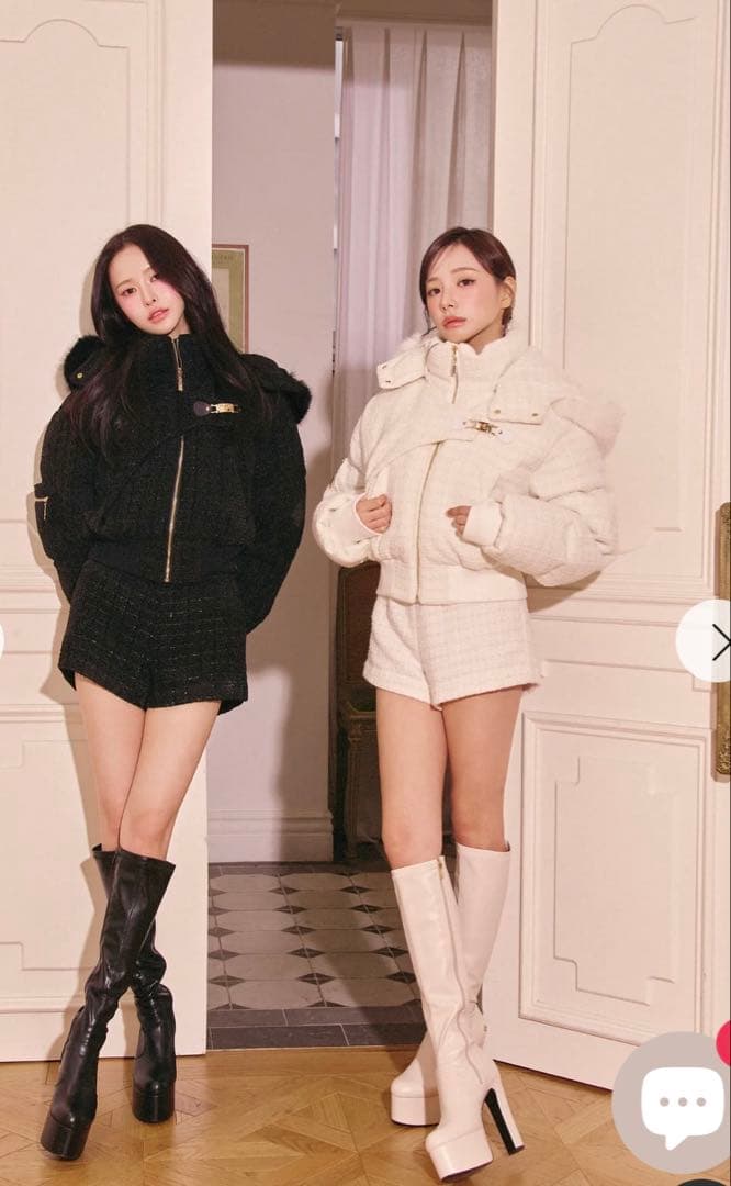 Randy　アシンメトリーバックルツイードパデットジャケット　ホワイト　Sサイズ