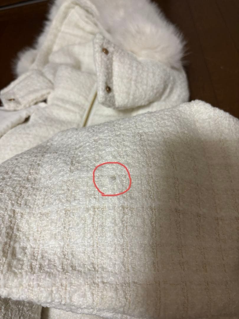 Randy　アシンメトリーバックルツイードパデットジャケット　ホワイト　Sサイズ