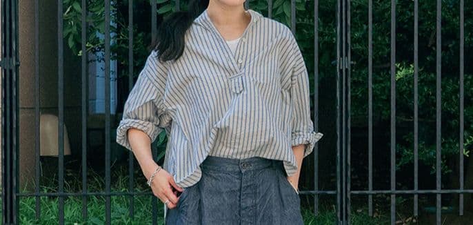 ネストローブ コットンストライプブラウス