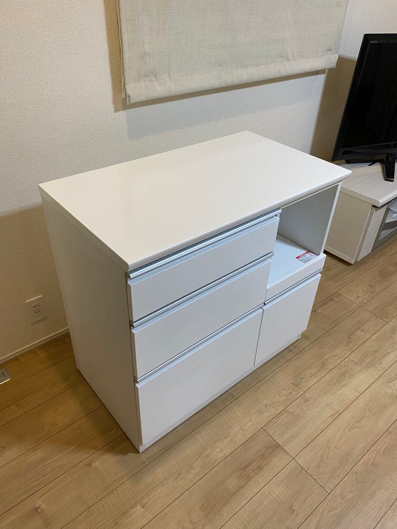 【ニトリ】キッチンカウンター（レジューム 90QL-R WH)