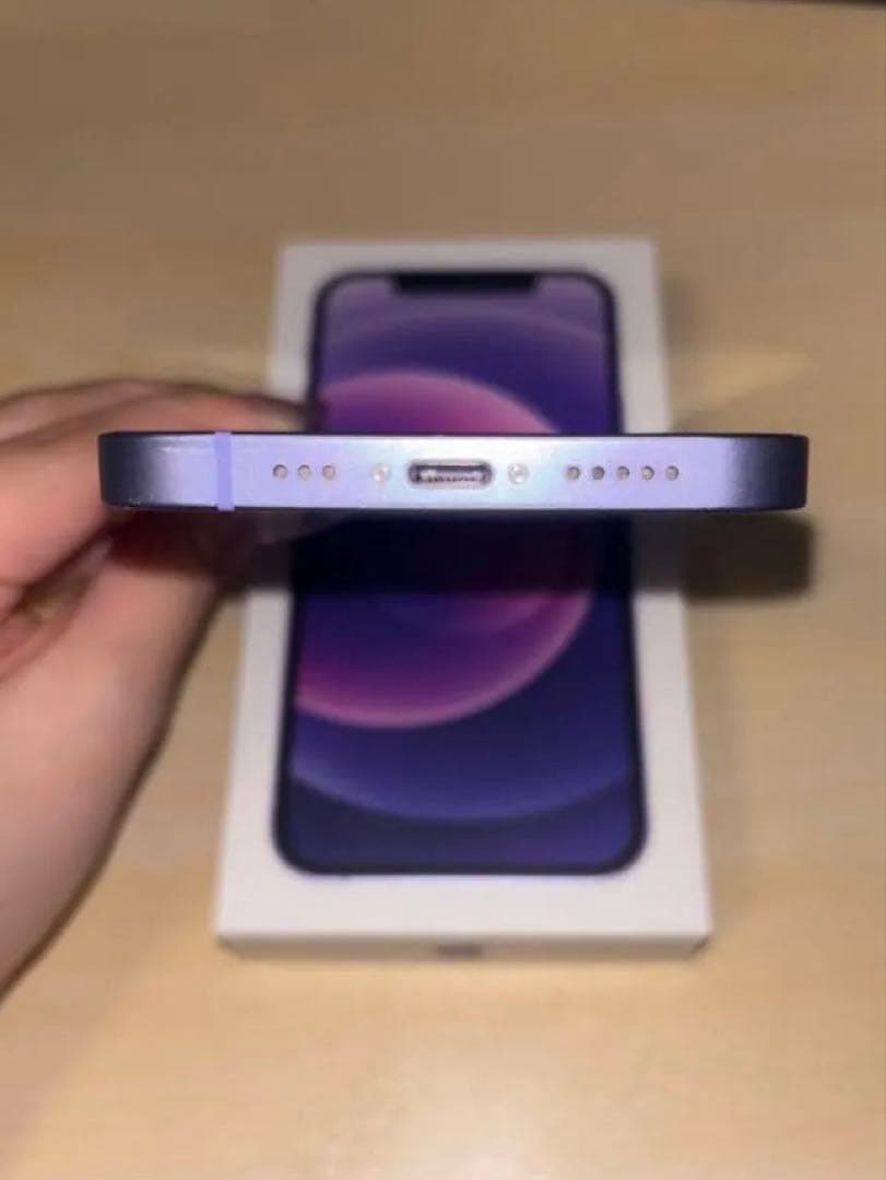 iPhone12 64GB パープル SIMフリー バッテリー74% 箱付き