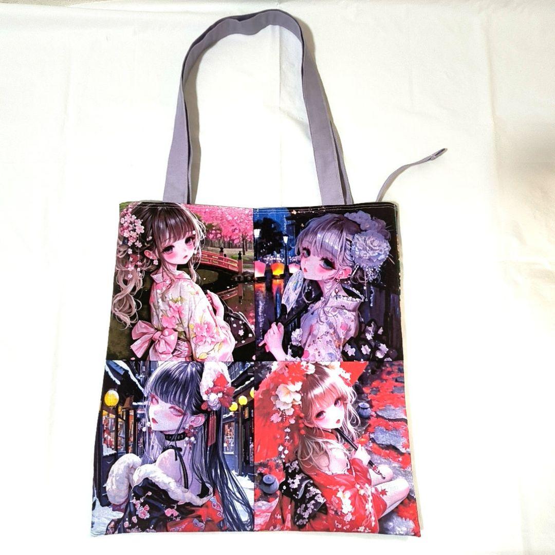 La luna様】ハンドメイドオーダー★女の子★大容量フラットトートバッグ　3点