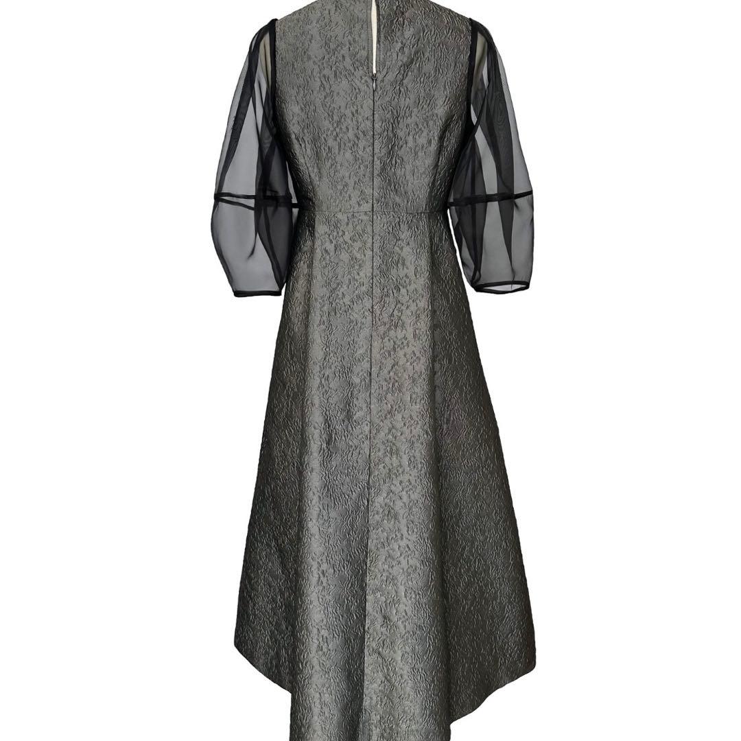 シアーランタンスリーブふくれジャカードドレス