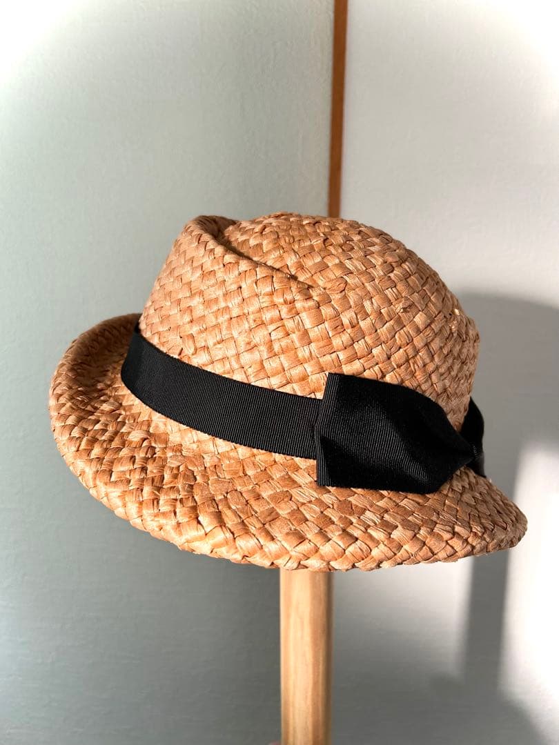 お値下げ中！新品未使用CA4LA リボン麦わら帽子 メロディーフラッグ