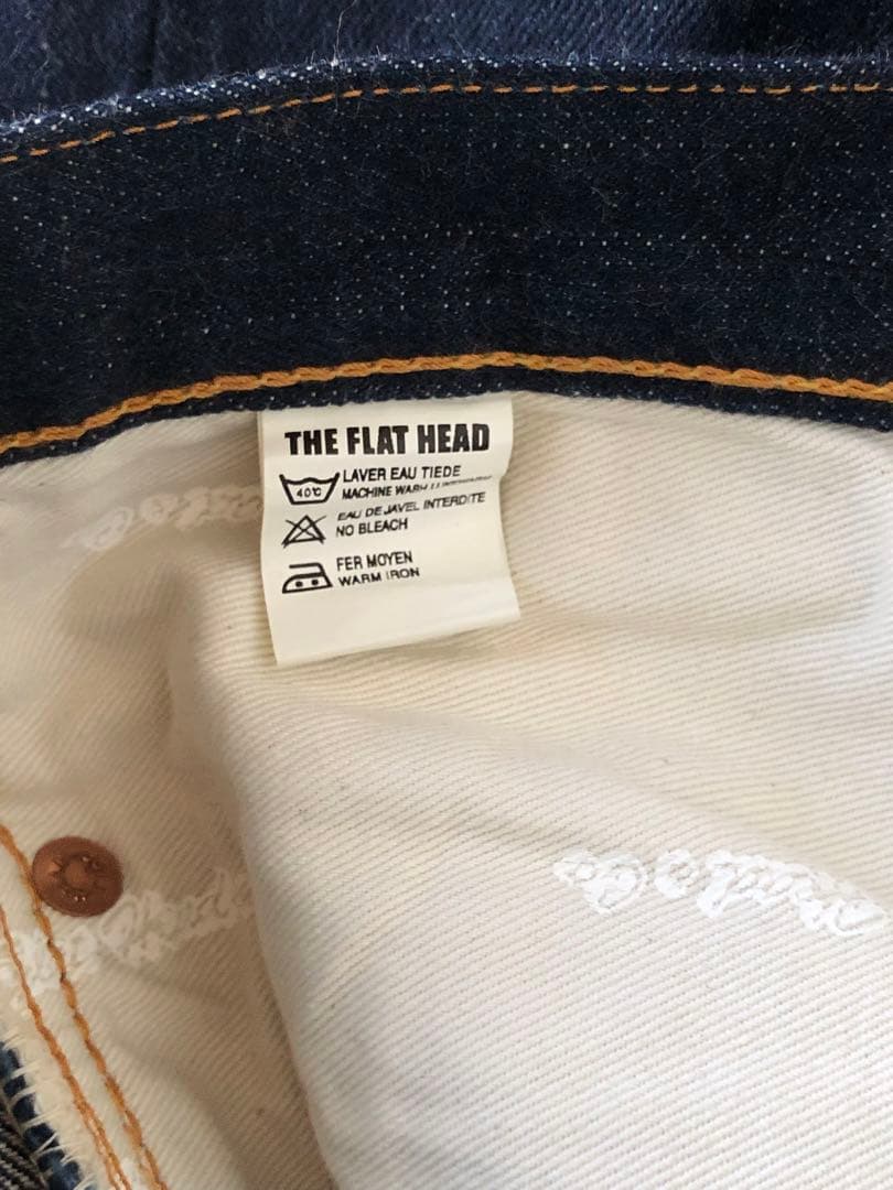 フラットヘッド　3002-A 藍MIX スリムストレート　32