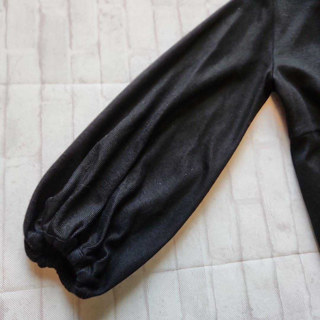 トゥモローランド　シルキーダブルフェイス クルーネックフレアワンピース　黒