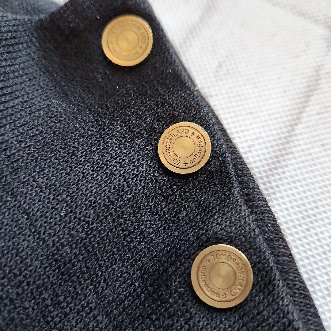 トゥモローランド　シルキーダブルフェイス クルーネックフレアワンピース　黒