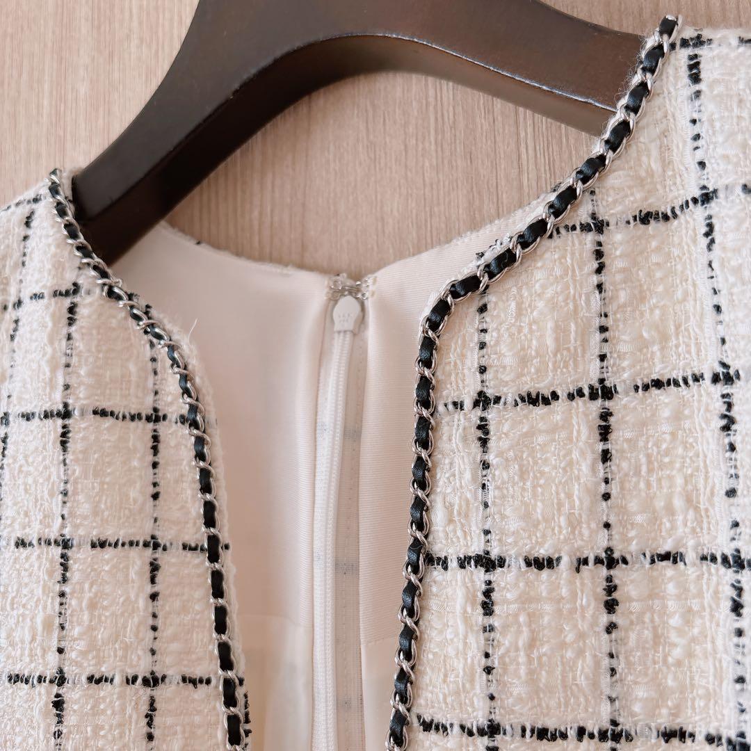 【1271】アナイ　チェックツィードジャンパースカート　白黒　38