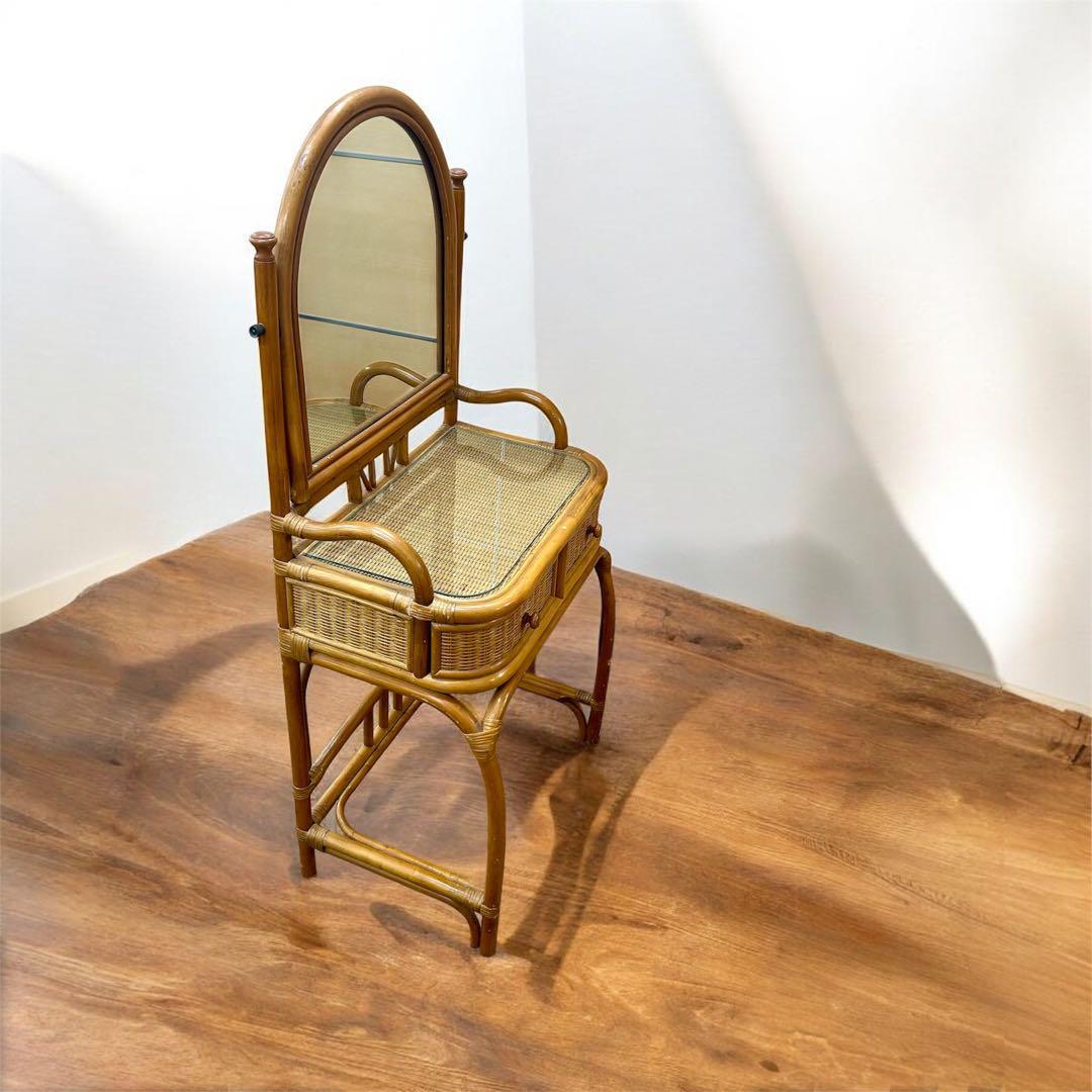 【かげぼこ】レトロ　ヴィンテージ　ラタンの化粧台　ドレッサー