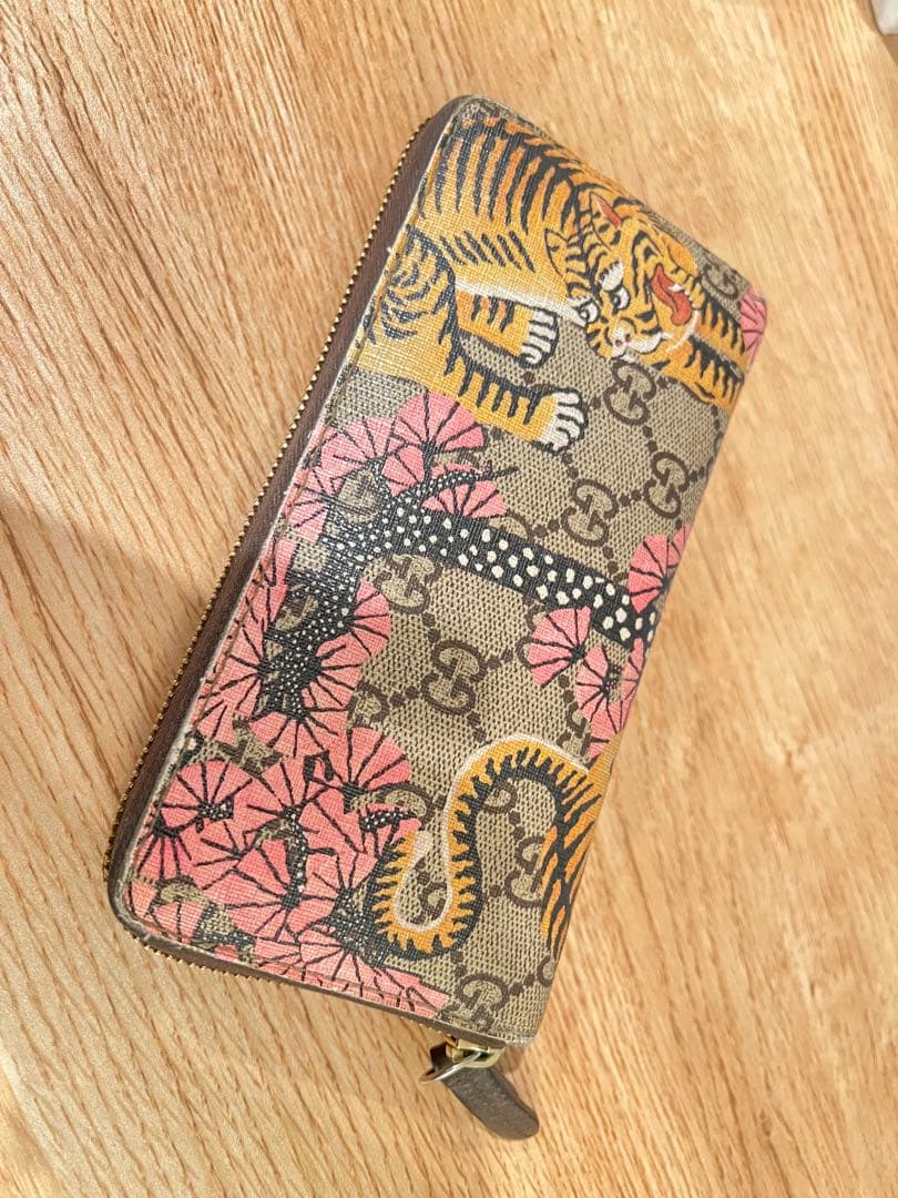 ジ*可様 廃盤希少GUCCI 長財布スプリームベンガル