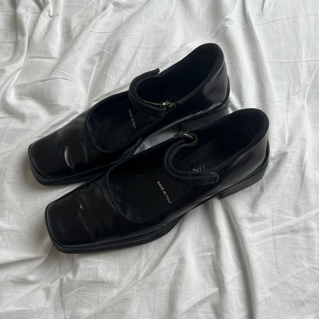 靴 PRADA Mary Jane Square Toe Shoes Black