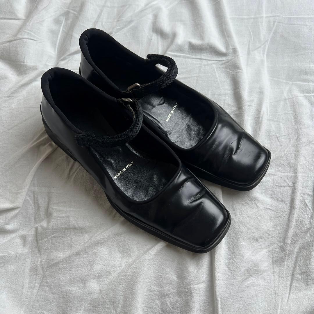 靴 PRADA Mary Jane Square Toe Shoes Black