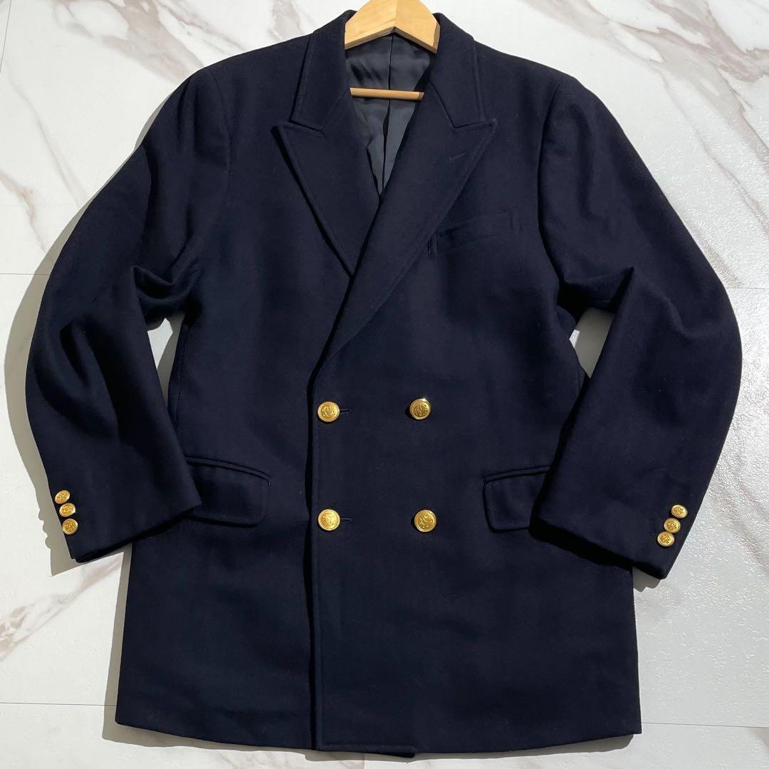 美品 ジェイプレス XLサイズ ダブル 紺ブレザー 金ボタン ネイビー 【174
