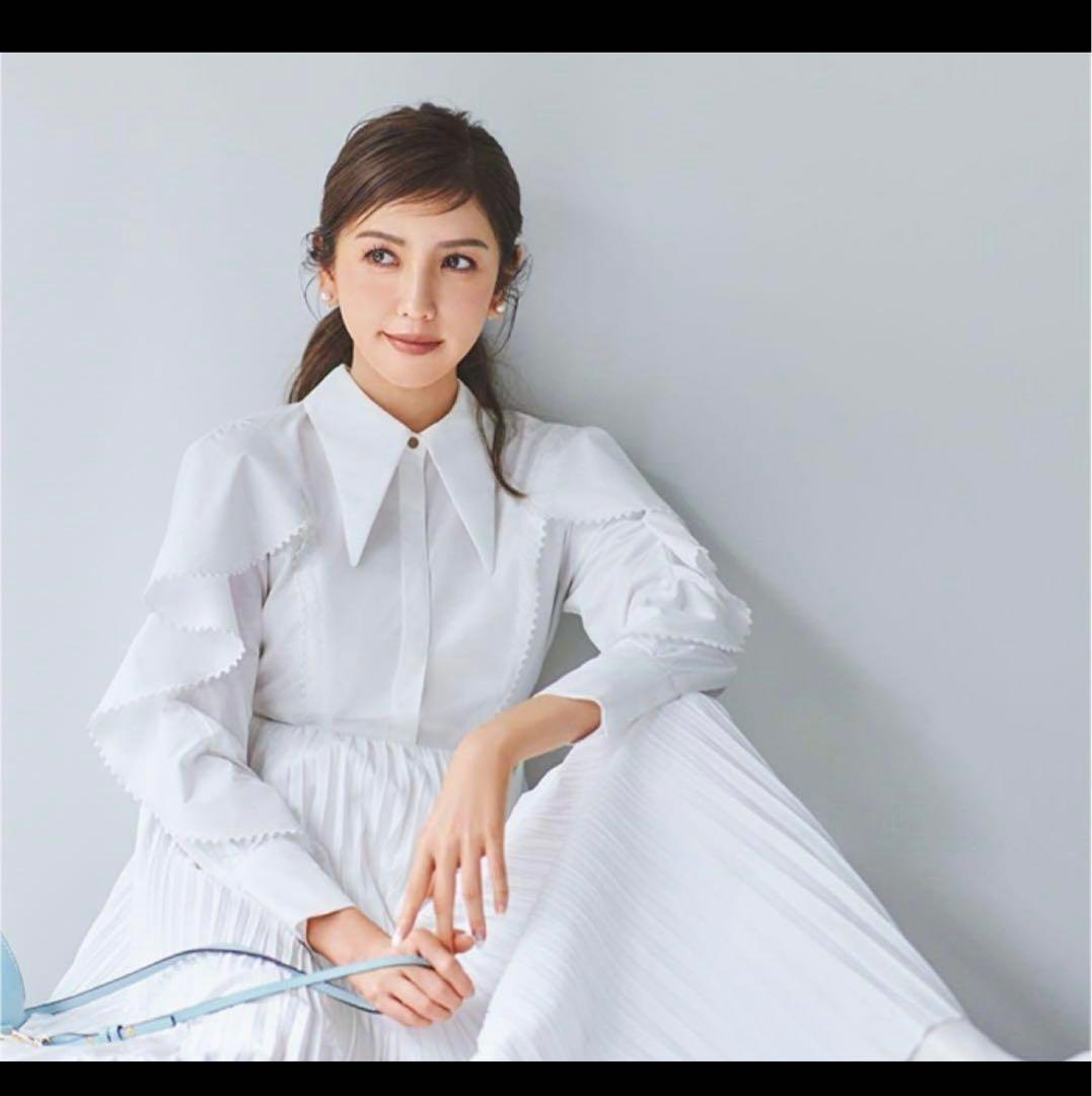 CELFORD ラッフルスリーブプリーツワンピース