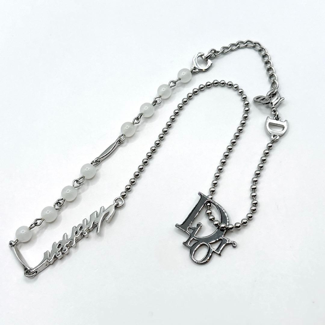 DIOR ヴィンテージ デザインネックレス シルバーカラー ロゴ Dモチーフ