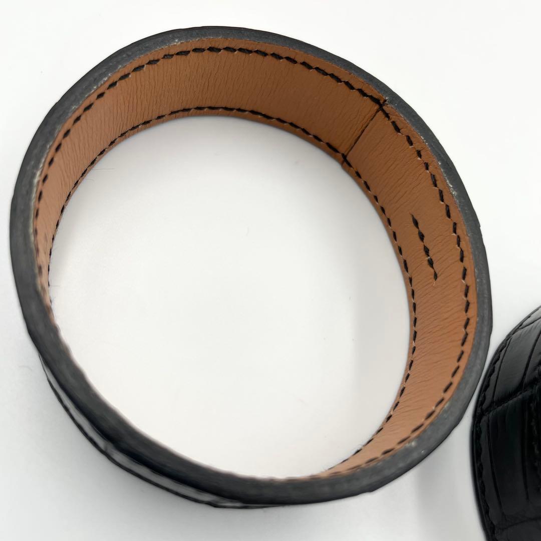 鑑定済・美品★エルメス　プールトゥール　バングル　クロコ　マルジェラ期　黒　□E