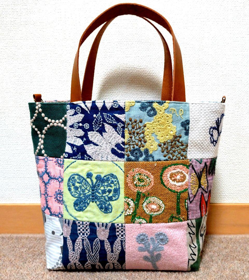 Yorimiciミナペルホネントートバッグ 両面パッチワークハンドメイド