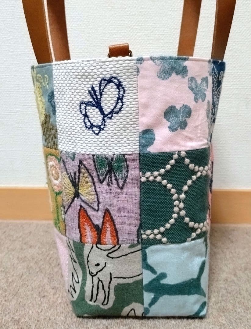 Yorimiciミナペルホネントートバッグ 両面パッチワークハンドメイド