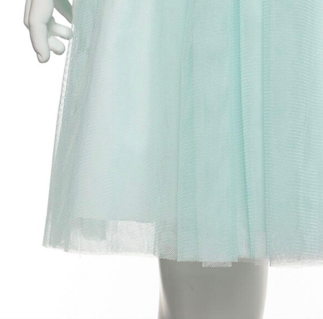 メゾピアノ 120 ミント×ホワイト 入学 発表会 フォーマルワンピース