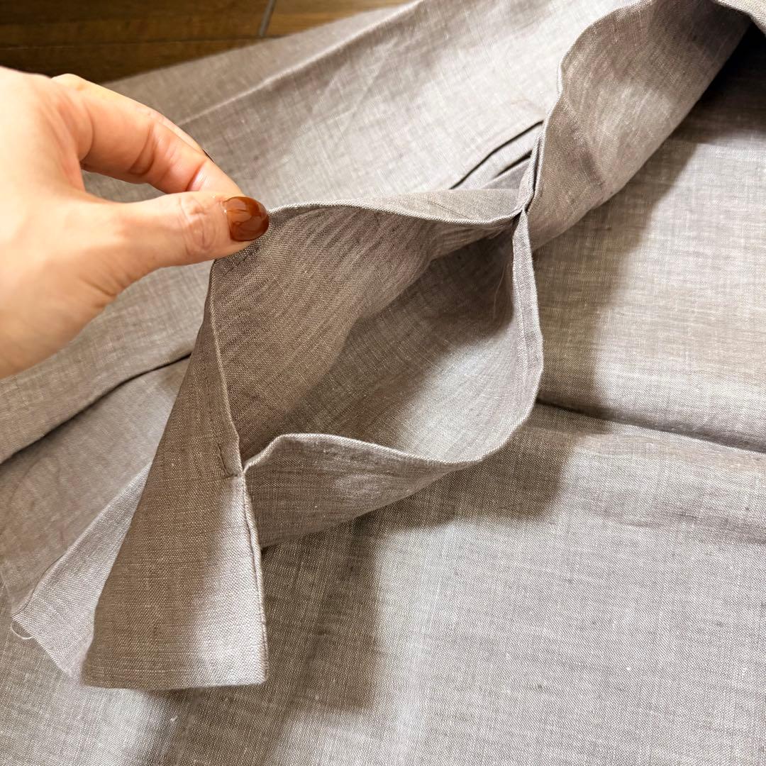 【廃盤】無印良品 麻平織 掛ふとんカバー K キングブラウン(かんたん着脱仕様)