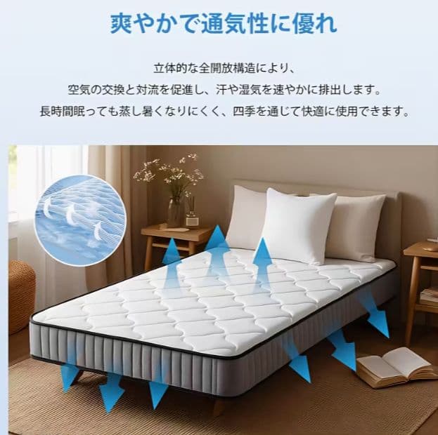 柔らかなウェーブ柄マットレス 北欧風寝室にぴったり