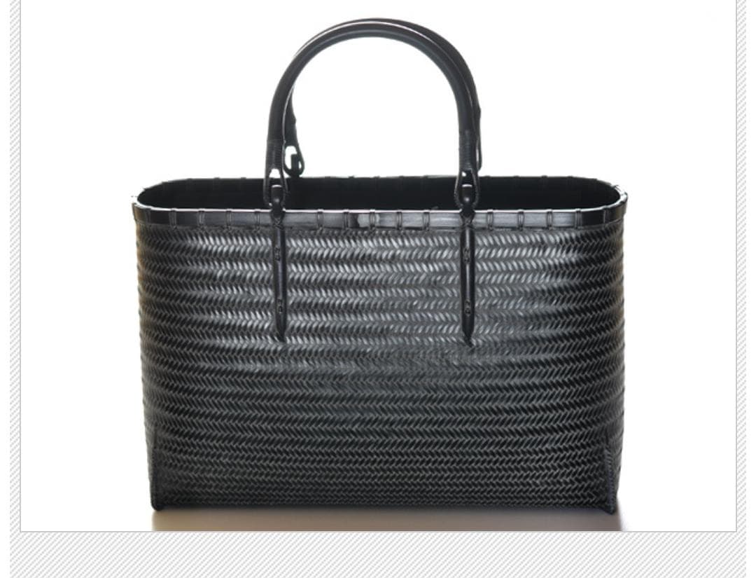 竹工芸家　高江雅人作　黒　網代バッグ　未使用