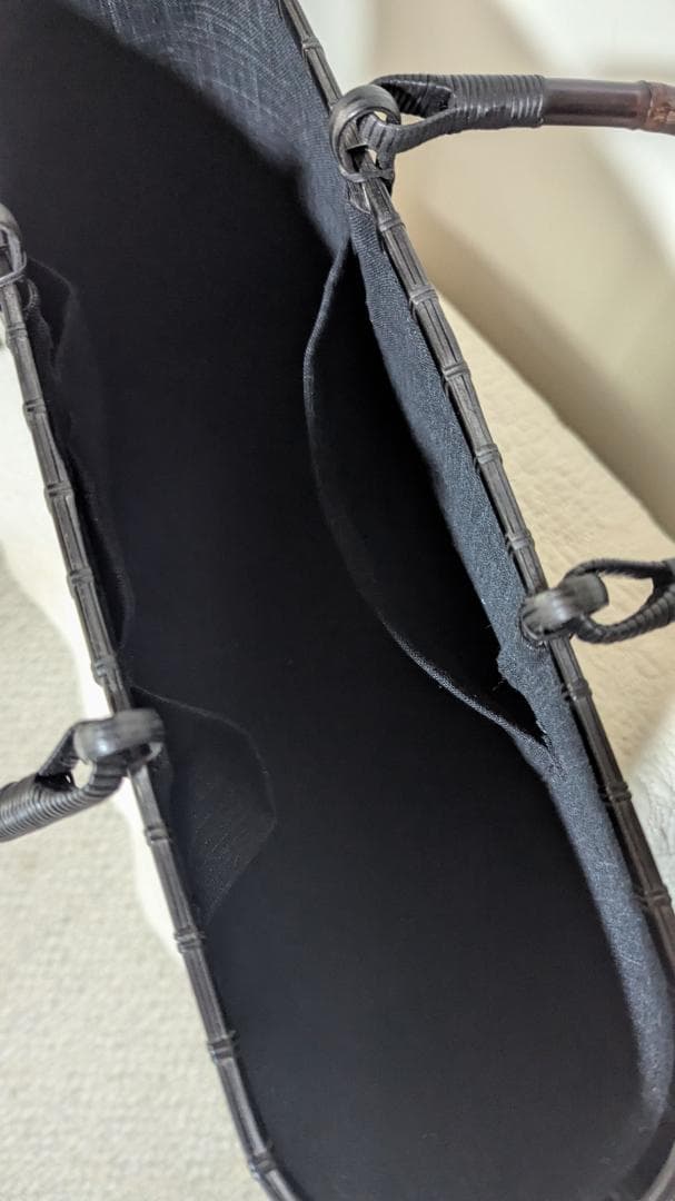 竹工芸家　高江雅人作　黒　網代バッグ　未使用