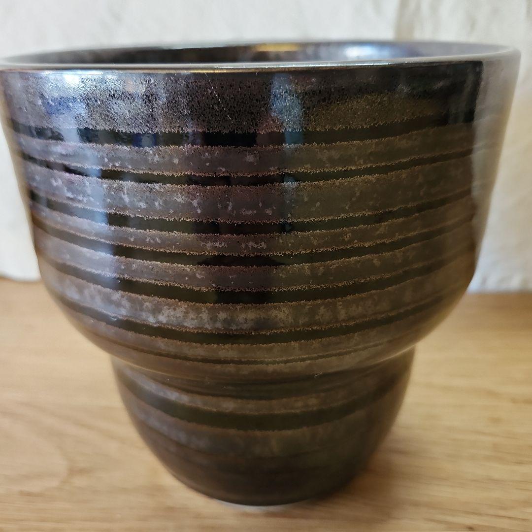 青木龍山　天目　花器　花瓶　17.5cm 真贋不明