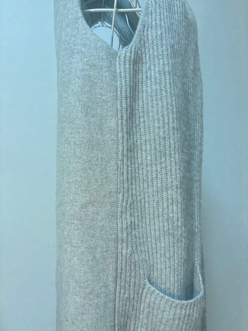 Max Maraマックスマーラ ロングニットベスト S グレー ウール×カシミヤ