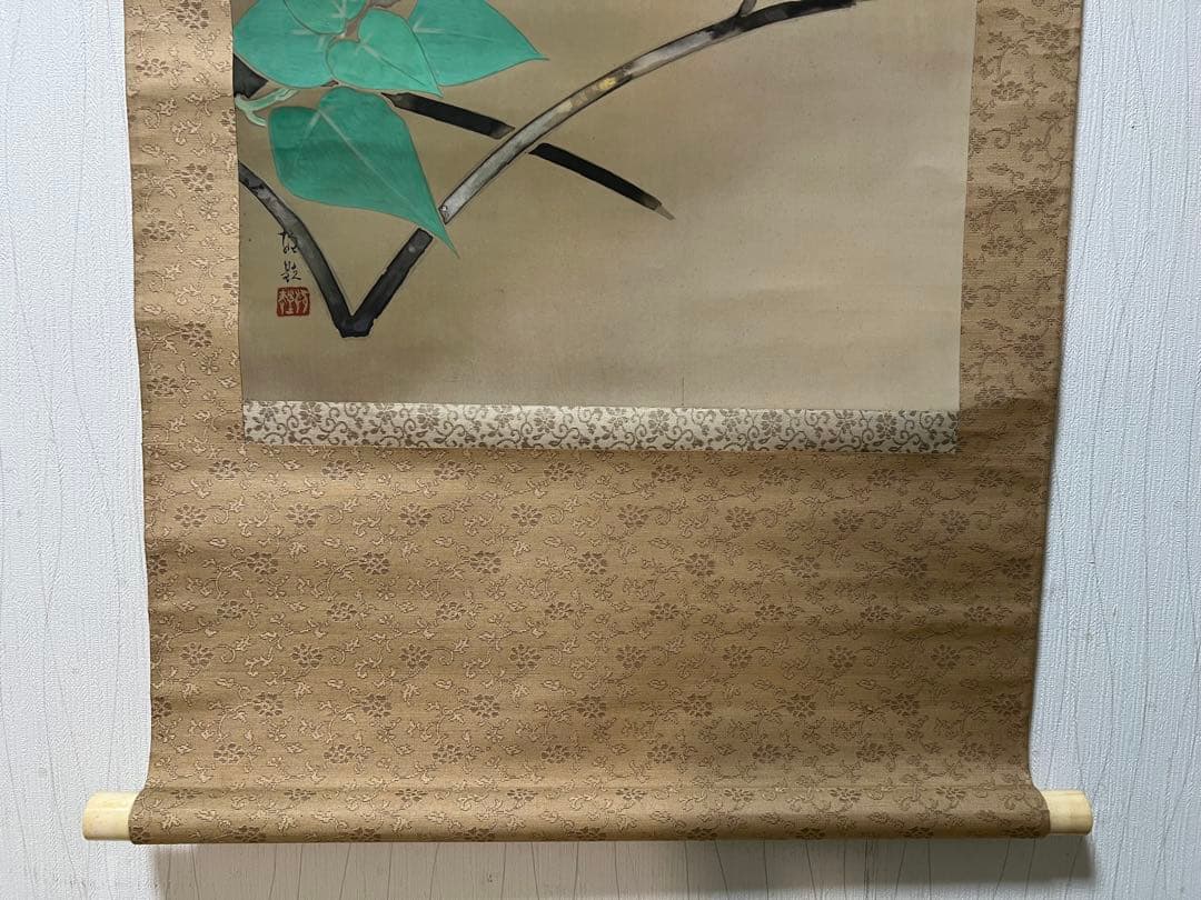 掛け軸　日本画 ［桐の花］絹本　木箱　送料込み！