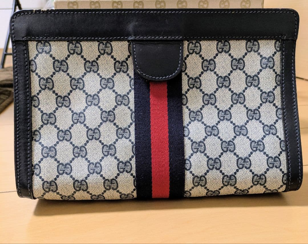 オールドグッチ セカンドバッグ クラッチ シェリーライン GGスプリーム
