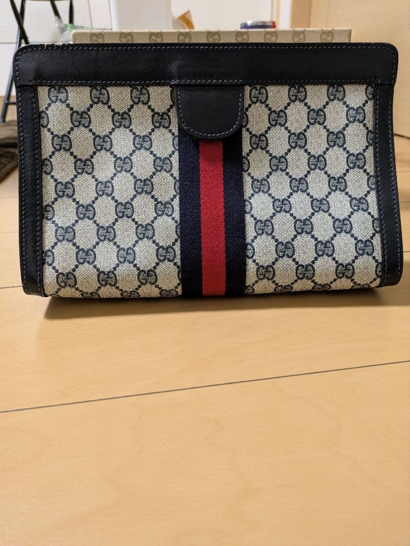 オールドグッチ セカンドバッグ クラッチ シェリーライン GGスプリーム