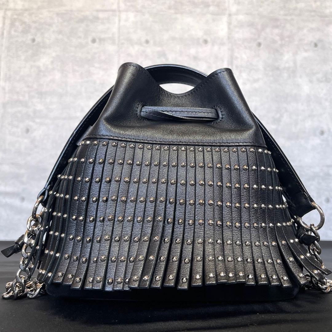 専用品JIMMY CHOO ブラック キャリー ドローストリングショルダーバッグ