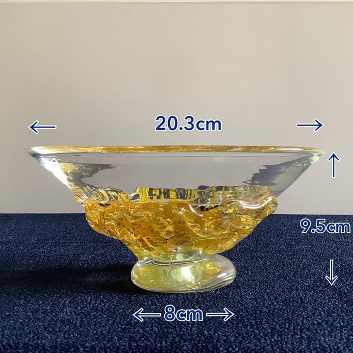 【チビ】宙吹ガラス「壱谷 旭 作」金彩 プレート(共箱)