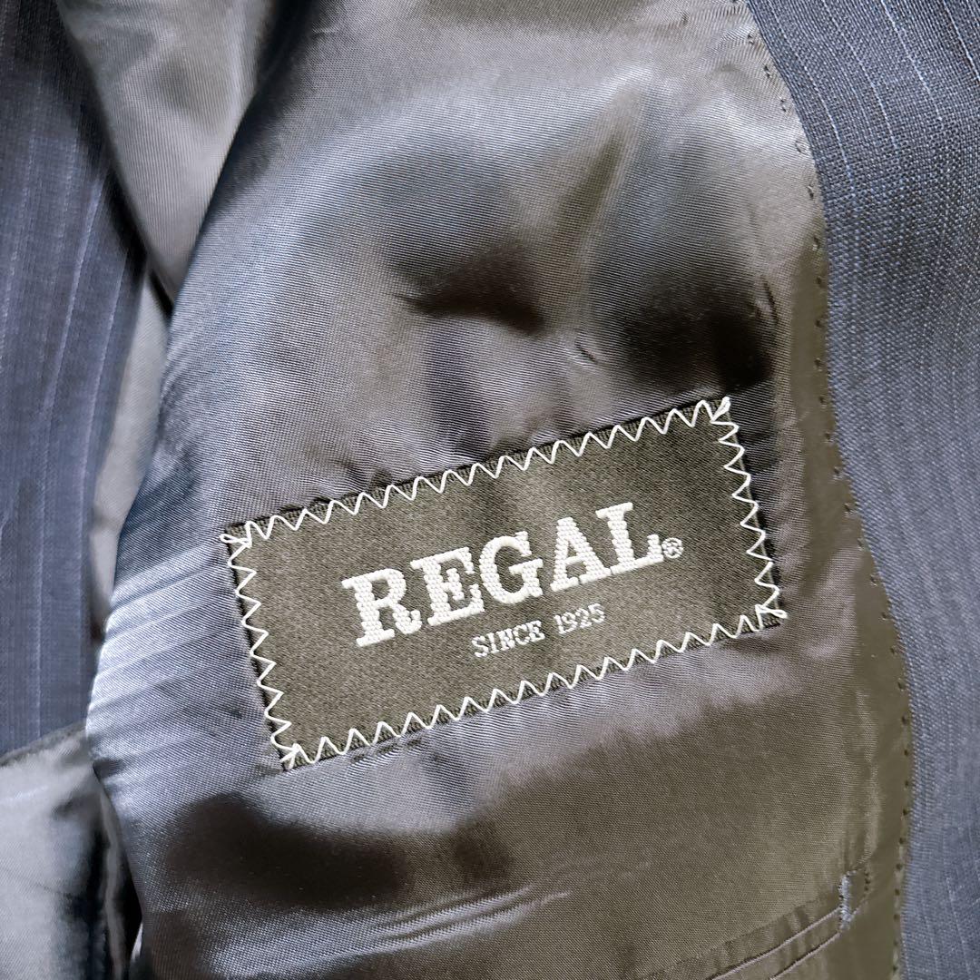 【AB6⭐️美品】リーガル　3ピーススーツセットアップ ストライプ　式　紺