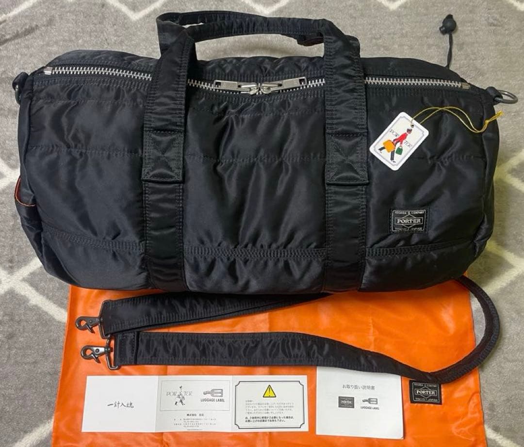 【未使用級】PORTER タンカードラムバッグボストンバック2way ブラック
