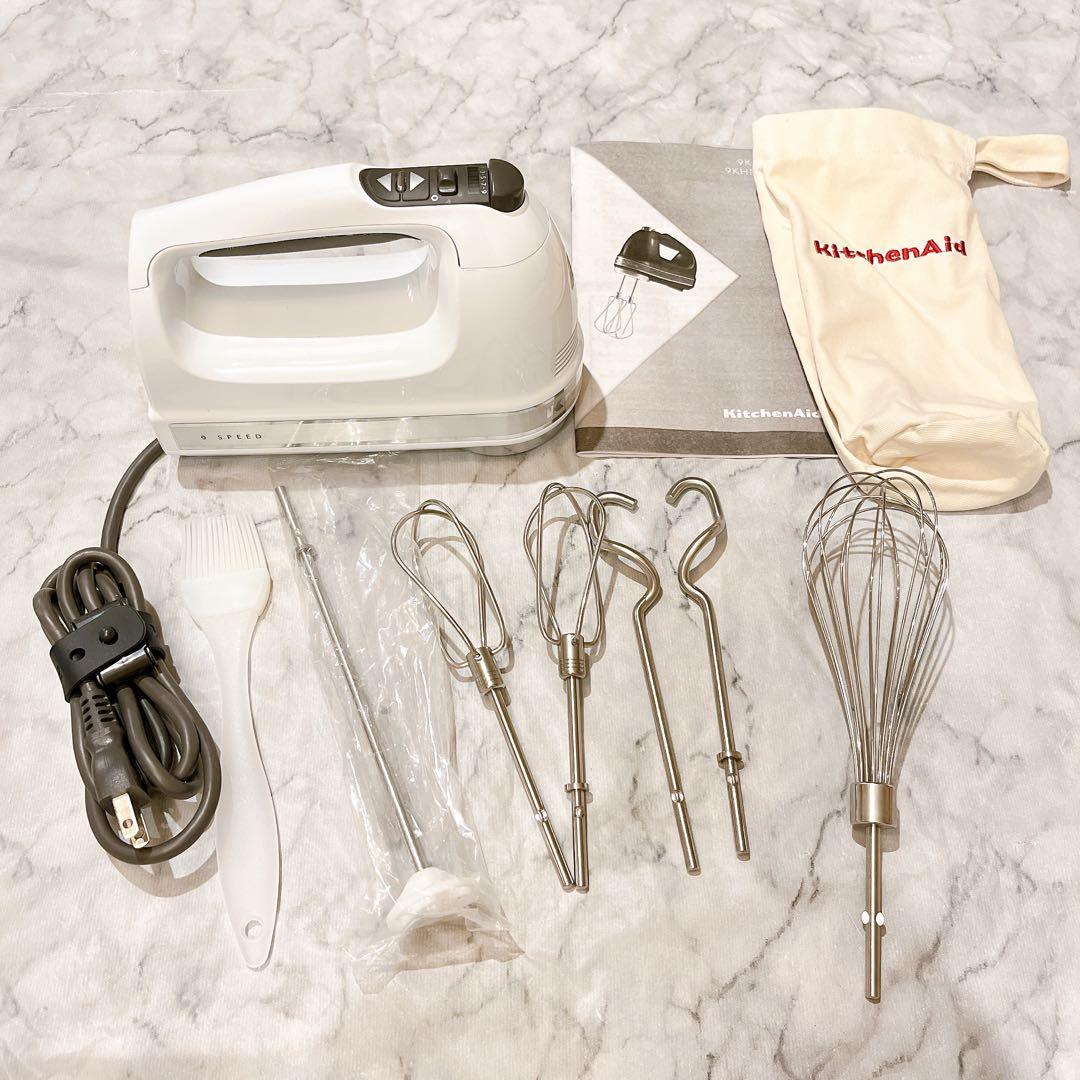 ⭐️キッチンエイド 9段階変速 収納バック付 ハンドミキサー シャイニーホワイト